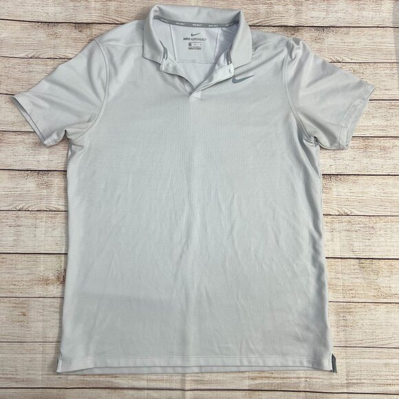 Nike AeroReact Golf Polo Shirt Mens Large grey Dri-FIT Performance Preowned - Picture 1 of 11